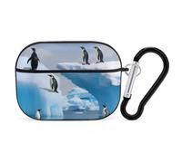 Penguins On The Iceberg AirPod Pro, cover rigida antigraffio in policarbonato con portachiavi, accessorio per AirPod Pro 2°/1° custodia per donne e uomini, stile nero