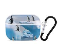 Penguins On The Iceberg AirPod Pro, cover rigida antigraffio in policarbonato con portachiavi, accessorio per AirPod Pro 2°/1° custodia per donne e uomini, stile bianco