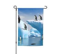 Penguins On The Iceberg Bandiera da giardino 30,5 x 45,7 cm Primavera Estate Autunno Inverno Bandiere Stagionali Bandiere Bifacciali Bandiere Festività Banner Outdoor Indoor Yard Bandiera per
