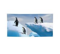 Penguins On The Iceberg Banner e cartelli per interni ed esterni Decorazione per feste Banner personalizzato con occhielli Sfondo di compleanno Poster Sfondo fotografico per eventi di nozze Piccolo