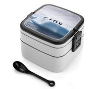 Penguins on The Iceberg Bento Box - Contenitore impilabile a 2 strati, riutilizzabile, a prova di perdite, per adulti, da viaggio, 935,5 g, con cucchiaio, scatole bento portatili, adatte al microonde