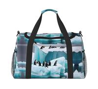 Penguins On The Iceberg - Borsa sportiva da viaggio, con cerniere e maniglie, grande borsa sportiva pieghevole per vacanze in famiglia, Nero, Jeden rozmiar