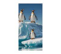 Penguins On The Iceberg Copertura per porta Banner 90x180cm Festone Festone Stagionale Cartello di Benvenuto Decorazione Verticale Porta Appeso Per Portico Ingresso Giardino Decor