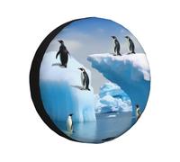 Penguins On The Iceberg Copertura per ruota di scorta impermeabile antipolvere per auto protezioni portatili per camper, SUV, camion, rimorchi, accessori da 43 cm
