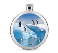 Penguins On The Iceberg, fiaschetta rotonda in acciaio inox a prova di perdite, per compleanno, regali di Natale, per uomini, donne, damigelle d'onore, feste di nozze, 141,7 g