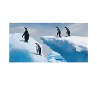Penguins On The Iceberg - Grande striscione da appendere alla parete, sfondo per feste di compleanno, Capodanno, laurea, matrimonio, compleanno, decorazione, 120 x 60 cm