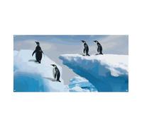 Penguins On The Iceberg - Grande striscione da appendere alla parete, sfondo per feste di compleanno, Capodanno, laurea, matrimonio, compleanno, decorazione, 180 x 90 cm