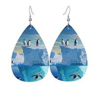 Penguins On The Iceberg Print Orecchini In Pelle A Goccia Per Donne Leggeri Orecchini Pendenti Moda Ciondolo Con Pendente A Goccia Per Accessori Balli Appuntamenti