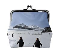 Penguins On The Iceberg Stampa Doppia Chiusura in Metallo Telaio in Pelle Kiss Lock Change Pouch Portafoglio per Donna con Chiavi, Piccoli Portafogli, Nero , Taglia unica