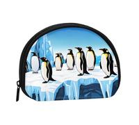 Penguins On The Iceberg1 - Mini portamonete con stampa stampata con cerniera, piccolo portafoglio per donne e uomini, organizer compatto per denaro da viaggio, Nero , Taglia unica