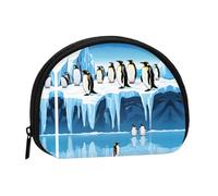 Penguins On The Iceberg1 - Mini portamonete con stampa stampata con cerniera, piccolo portafoglio per donne e uomini, organizer compatto per denaro da viaggio, Nero , Taglia unica