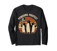 Penguins Protest Against Tariffs Divertente Grafica grafica Maglia a Manica