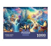 Penguins Reading on Book Sleds in Winter Puzzle Da 1000 Pezzi Cute Penguin Cartone Riciclato Premium, Regalo Per Tutte Le Età 52x38cm/1000pcs