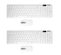PENGY 2X Set Tastiera Wireless Sottile Bianca + Mouse Ottico Wireless per PC E Laptop