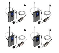 PENGY 4X Cuffie Fili Portatili UHF/Microfono Un Risvolto Lavalier con Trasmettitore da Tasca E Ricevitore da 1/4 di Pollice, per Spettacoli dal