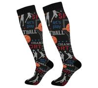 PENGYVV Calzini a compressione per uomini e donne Palloni da basket Sport Calze alte al ginocchio Supporto Basket per Sport Atletico Corsa Escursionismo Fitness