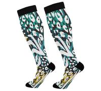 PENGYVV Calzini a compressione per uomini e donne Zebra Ti-ger leopardati stampa ginocchio calzini supporto pelle animale per atletica sport corsa escursionismo fitness