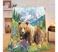 PENGYVV Morbida coperta calda e accogliente in peluche a forma di orsetto, in pile leggero, decorazione per animali selvatici, regalo per gli innamorati, da viaggio, coperta 152,4 x 127 cm