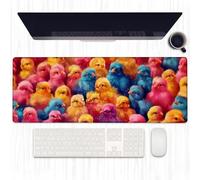 PENGYVV Tappetino per mouse da gioco 30,5 x 80 cm colorato pulcino colori arcobaleno pollo computer portatile tappetino per mouse robusto bordi cuciti tastiera da ufficio s per la decorazione