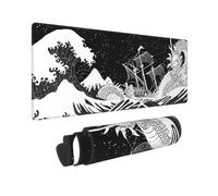 PENGYVV Tappetino per mouse da gioco, 30,5 x 80 cm, design geometrico bianco e nero, tappetino per mouse con bordo cucito, tappetino per mouse per computer portatile, ampia base antiscivolo