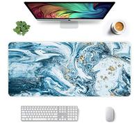 PENGYVV Tappetino per mouse da gioco 30,5 x 80 cm esteso s grande tappetino per mouse per computer portatile tappetino per tastiera del computer con bordo cucito per ufficio ch marmo blu esteso grande