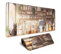 PENGYVV Tappetino per mouse da gioco, 30,5 x 80 cm, motivo: nuvole anime in bianco e nero, con bordi cuciti, antiscivolo, ampia base antiscivolo, tappetino da scrivania