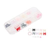 PENIKOKO 1 Scatola Scatola di Ciondoli in Resina Forma di Fiore per Nail Art Decorazioni Unghie Flatback con Perle Finte Accessori Manicure Femminili per Feste e Uso Quotidiano