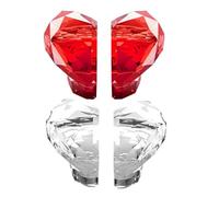 PENIKOKO 2 Paia Pulsanti Scarico Water a Forma di Cuore Autoadesivi in Plastica Trasparente e Rosso, Accessorio Serbatoio Wc e Anziani, Sostituzione Igienica con Maniglia Migliorata