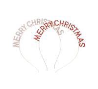 PENIKOKO 2 Pezzi Cerchietti Capelli Natalizi Eleganti con Lettere in Strass Fasce Leggere e Resistenti per Festa di Capodanno Accessori Decorativi Rosso e Rosa Dorato