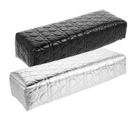 PENIKOKO 2 Pezzi Cuscino Poggiamano per Manicure in PU Ergonomico per Nail Tech Art Supporto Braccio Antistress per Salone e Uso Domestico Nero e Argento