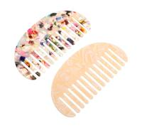PENIKOKO 2 Pezzi Pettine Vintage in Acetato con Denti Larghi Antistatico Pettine Delicato per Capelli Spessi e Parrucche Accessorio Leggero da Viaggio per Donna