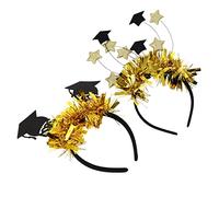 PENIKOKO 2pezzi Cerchietti Per Da Laurea Fascia Per Da Laurea Decorazioni Per Da Laurea Accessori Per Nero Dorato Fissaggio Sicuro Non Scivola Facile Usare