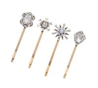 PENIKOKO 4 Pezzi Fermagli Capelli Vintage con Perle e Strass Fermagli Metallo Eleganti per Bangs e Accessori Laterali Clip French Barrette Brillanti per Donna e Festival
