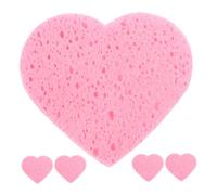PENIKOKO 5 Pezzi Spugnette Cuore Cellulosa Morbido Rosa Rimuovi Trucco Esfolianti Riutilizzabili per Pulizia Umido e Asciutto per Pelli Sensibili