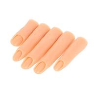 PENIKOKO 5pezzi Nail Art Training Hand Silicone Per Manicure Con Dita Snodabili Di Unghie Falsi Naturali Per Pratica e Fotografia Colore Giallo