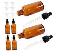 PENIKOKO 6 pezzi Bottigliette Vetro Ambrate con Contagocce e Imbuto Trasparente Flaconcini Piccoli per Profumi da Viaggio Donna Design Vintage Ergonomico Pratici e Portatili per Campioni e