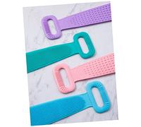 PENIKOKO Asciugamano Da Bagno in Silicone 76 Cm Verde, Cinturino Esfoliante e Spazzola Massaggiante Due Anelli, Pulizia Profonda Per Schiena Collo e Spalle, Articoli Per Bagno Quotidiano