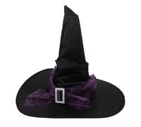 PENIKOKO Cappello da Strega Halloween Donna con Rouches e Rete Ragno Ampia Falda con Stelle e Mezzaluna per Cosplay e Feste Costume Maschera