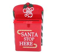 PENIKOKO Cassetta Postale Babbo Natale in Metallo Rosso Vintage Decorazione Natalizia da Parete con Ganci Scatola Lettere per Idea Regalo Festiva per Esterni Casa