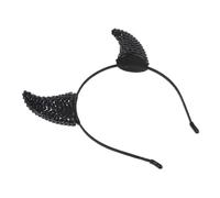 PENIKOKO Cerchietto Corna Diavolo con Strass Nero Copricapo Cosplay Halloween con Corna Mucca Brillanti Accessorio Costume Festa Party