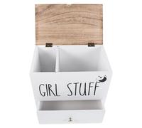 PENIKOKO Contenitore in Legno Bianco con Coperchio Porta Assorbenti e Tamponi per Bagno Organizer Femminile Compatto e Resistente all Umidità per Spazi Ridotti e Arredo Vintage