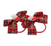 PENIKOKO Elastici per Chioma Fiocco Natalizio per Bambine Set da 2 Elastici per Coda di Cavallo Rossi a Quadri Accessori Chioma per Feste e Vacanze