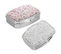 PENIKOKO Mini Portapillole Strass 2 Pezzi, Portamedicinali Tascabile 2 Scomparti, Piccolo Portapillole da Viaggio Portatile per Uso Quotidiano, Elegante Scatola di Pillole