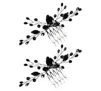 PENIKOKO Pettini per Chioma da Sposa Laterali Neri 2 Pezzi Vintage Strass Decorativi Eleganti per Matrimonio e Cerimonia Accessori per Chioma Donna Festa e Damigelle