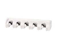 PENIKOKO Porta Scope e Mop da Parete Multifunzionale Bianco Posizioni con Ganci Organizzatore Stabile e Antiscivolo per Cucina Garage e Ufficio Facile da Installare
