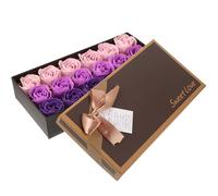 PENIKOKO Scatola Fiori di Sapone Artificiali 18 Pezzi Profumati Rosa con Base Decorativa per Bagno e Scrivania, senza Manutenzione, Regalo Festa Donne e Compleanni