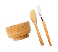PENIKOKO Set Ciotola per Maschera Viso in Legno con Pennello e Raschietto, Accessori per Maschere Fai da Te, Strumenti per Cura Pelle, Kit Compatto per Salone di Bellezza e Viaggi, Facile