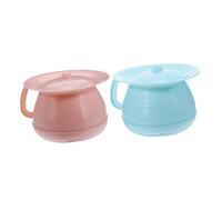 PENIKOKO Vaso da Bagno Portatile con Coperchio Set 2 Pezzi, Orinatoio Ospedaliero Compatto in Plastica Ispessita con Maniglia Ergonomica, Vasino da Comodino per Bambini Anziani e Viaggi