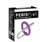 Plug per pene con anello glandulare in silicone e dilatatore uretrale (viola-argento)