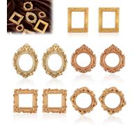 Penitue 10 Pezzi Mini Cornici Dorate, Piccole Cornici Barocche Antiche Vintage in Resina da Parete Piccole Ovali Rettangolari per Foto Miniatura per Decorazioni Natalizie in Hotel